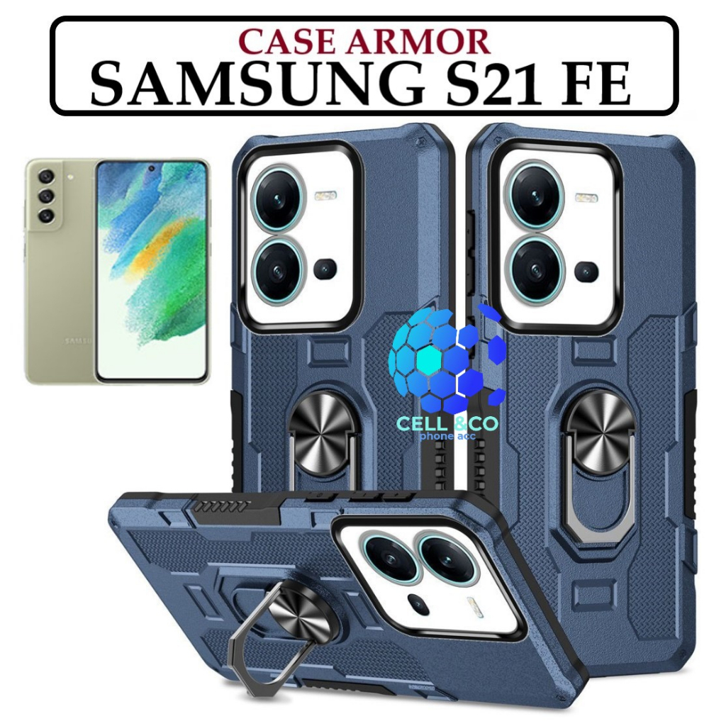 Case Armor SAMSUNG GALAXY S21 FE Iring Cincin Magnetic Kesing Hp Protect kamera Premium Hard Case Standing Robot Pelindung Kamera