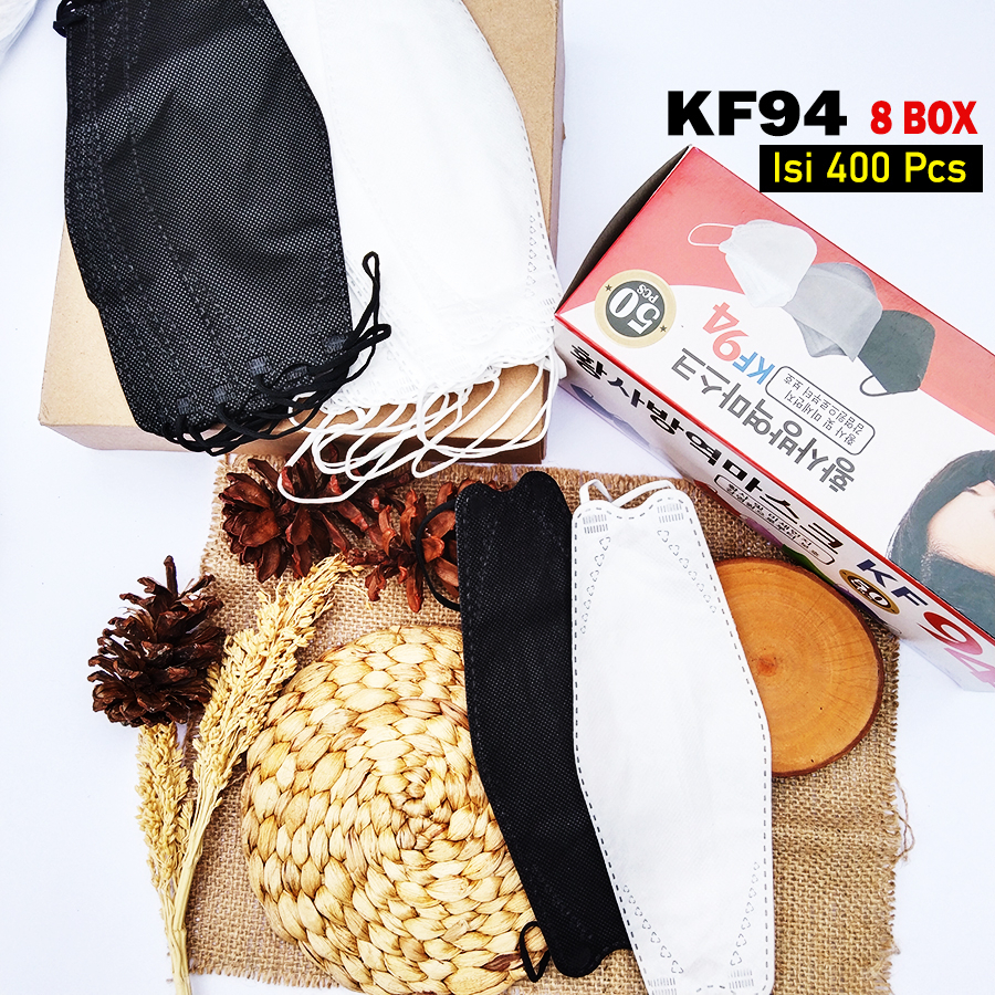 MASKER KF94 4PLY HARGA GROSIR  PAKET MURAH 400PCS DAPAT 8 BOX MASKER KF94 KOREA BERKUALITAS