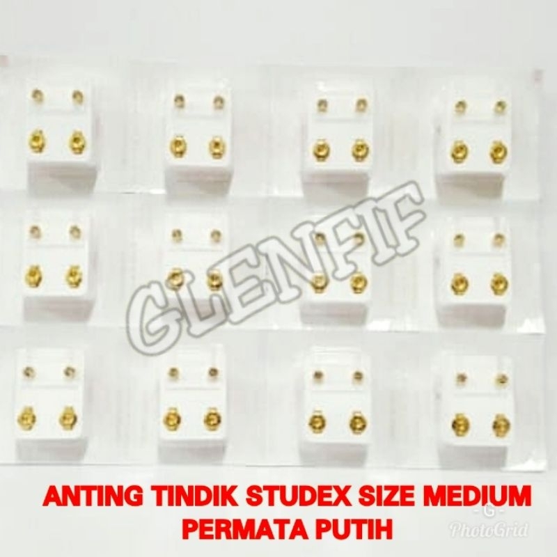 Anting Tindik Telinga Anak Bayi dan Dewasa merk STUDEX size Medium Permata Putih Permata 12 Warna