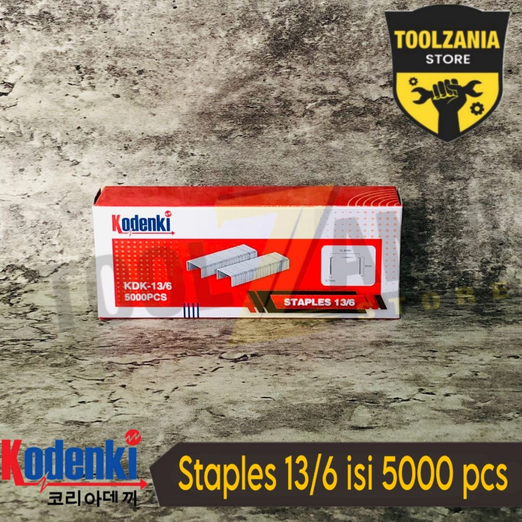 

Isi staples tembak 6mm 13/6 gun tacker stapler R23 13/6 isi 5000 pcs kodenki 5000pcs 13/6