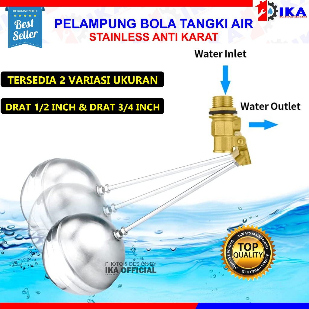 Pelampung Stainless steel Kuningan 1/2&quot; 3/4&quot; Inchi Bola Pelampung Toren Floating Valve Tandon Air COD Murah pelampung bola stanlis 1/2 inchi plus Kran/ Pelampung Tangki Toren pelampung toren ukuran 1/2 inc/ otomatis toren/ pelampung toren