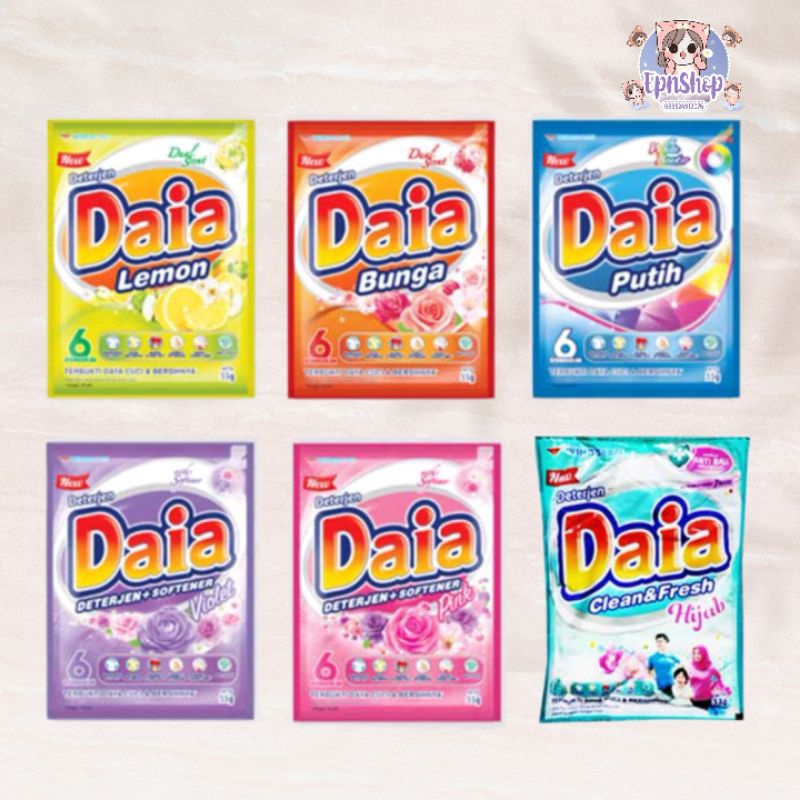 DAIA RENCENG SABUN DETERGEN BUBUK 53 GRAM [6 SACHET]