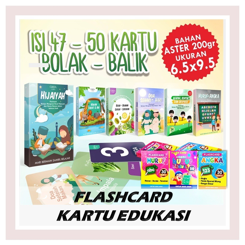 Flashcard Flash Card | Kartu Edukasi Kartu Belajar Kartu Bermain Kartu Pintar | Mainan Edukasi Anak