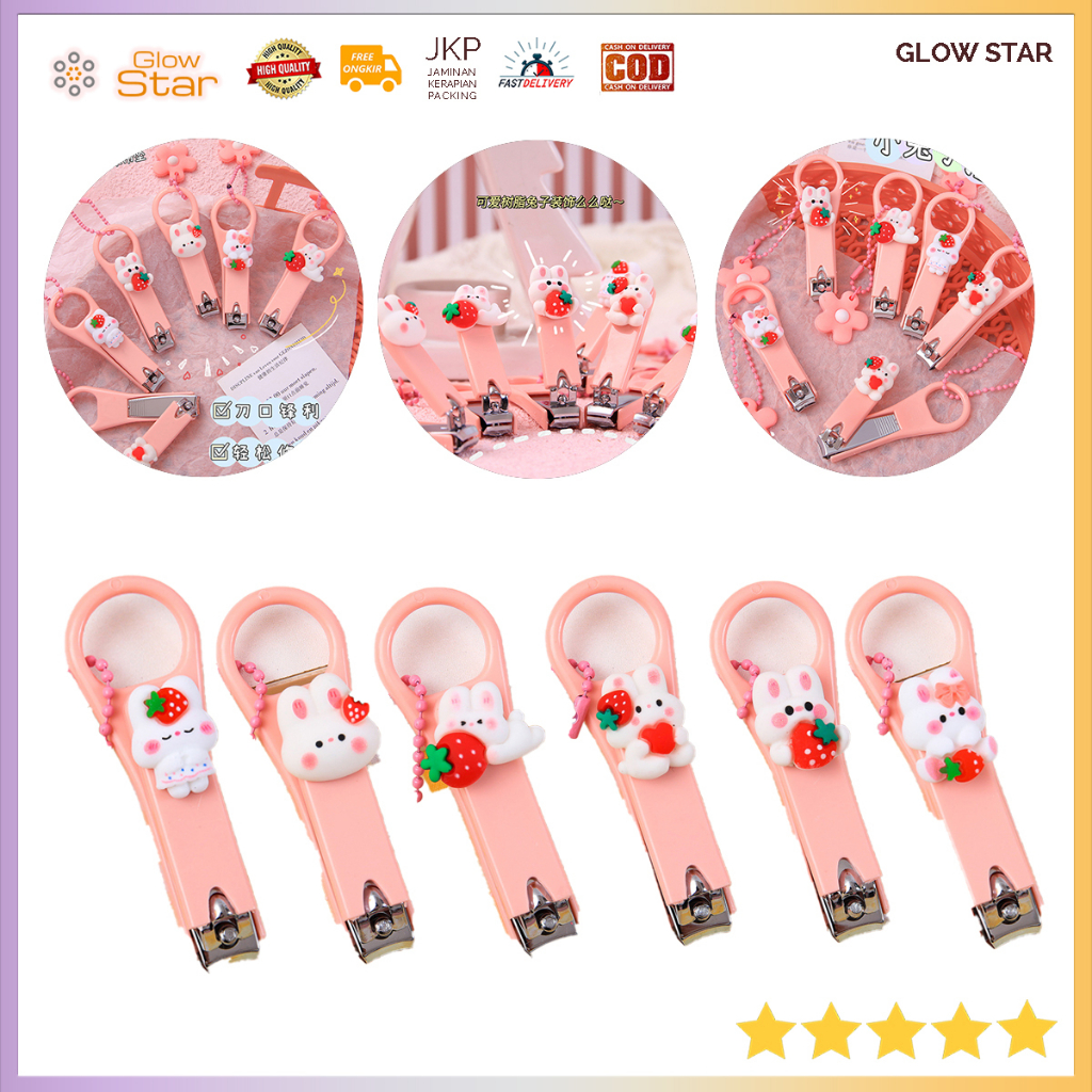 GKPI/BL2 Pemotong potongan Gunting Pinky Kuku lucu nail clipper motif buah beruang biru pink tebal lucu imut anak cewek hijau bunga kelinci mawar creame putih bear  kecil bunny cute kaki tangan