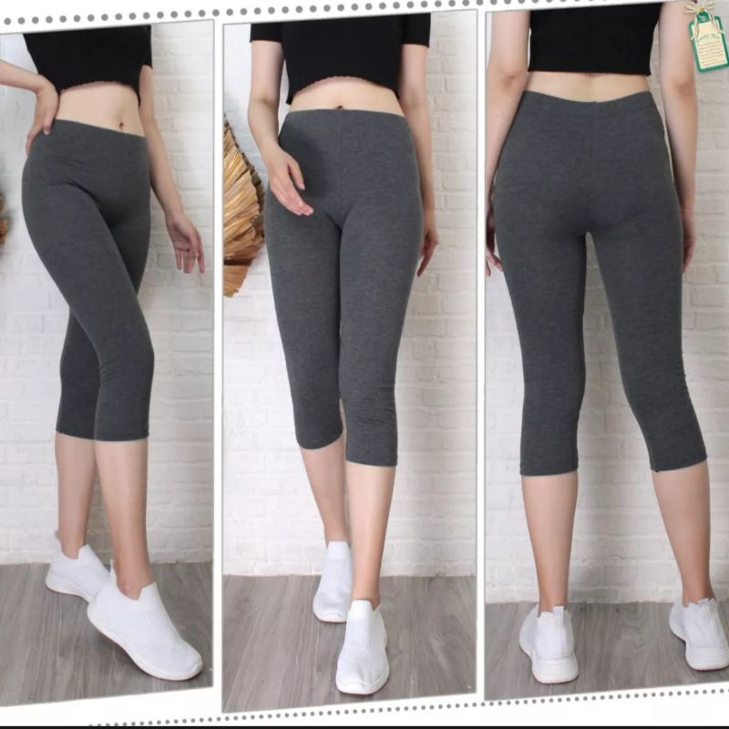 Legging  3/4 wanita  bahan kaos tebal nggak nerawang-legging pendek wanita
