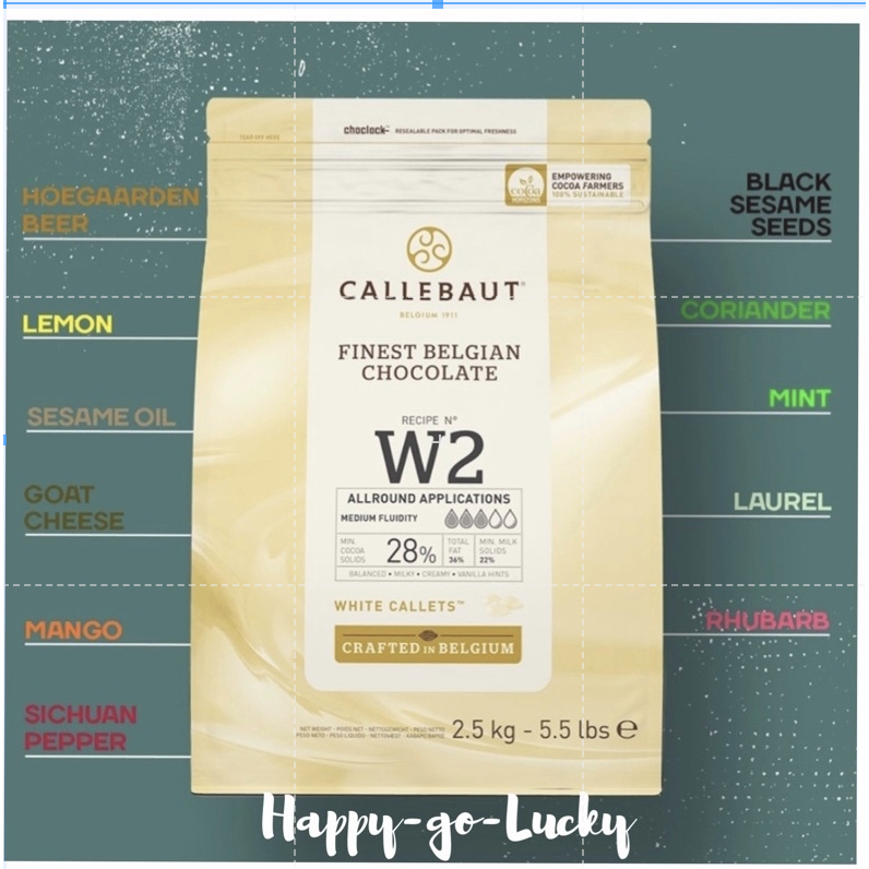 

Callebaut W2 28% White Chocolate Callets 1 Kg Repack. KIRIM REGULER = LELEH