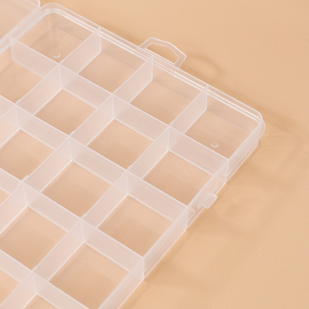 Kotak Penyimpanan Perhiasan Grid Box 24 Slot - J24 - Transparent