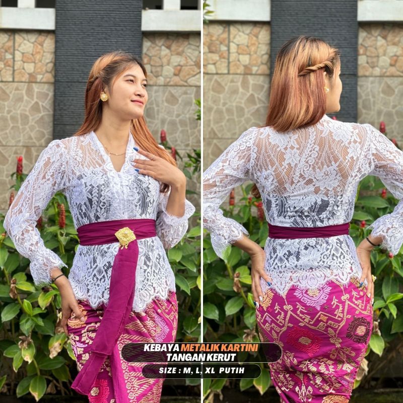 Kebaya Kartini Metalik Lengan Panjang Kerut