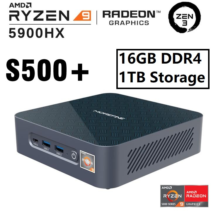 MOREFINE S500 PLUS - AMD Ryzen 9-5900HX MINI PC - 16GB RAM 1TB ROM