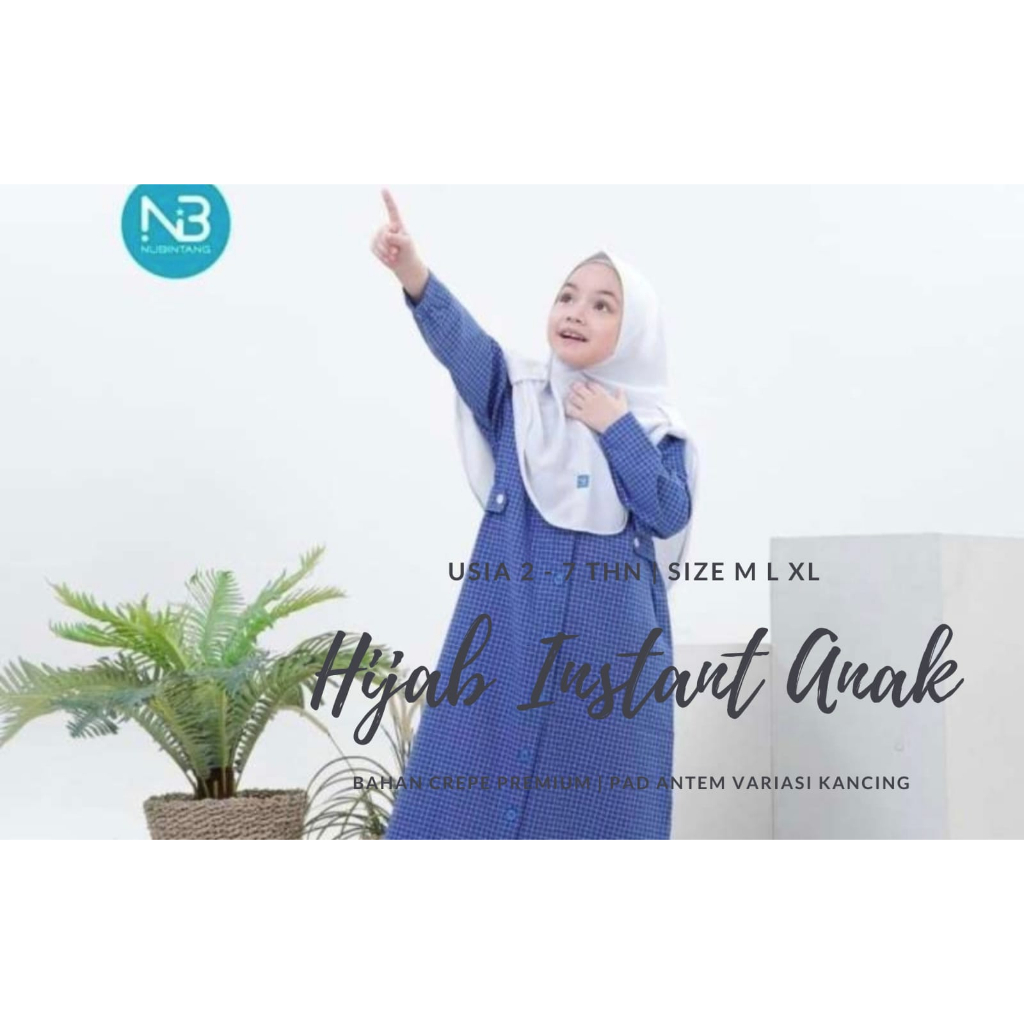 Hijab Instant Anak Nubi Pet Antem Crepe Premium usia 2 - 8 tahun / Kerudung geblus Anak Sekolah TK PAUD