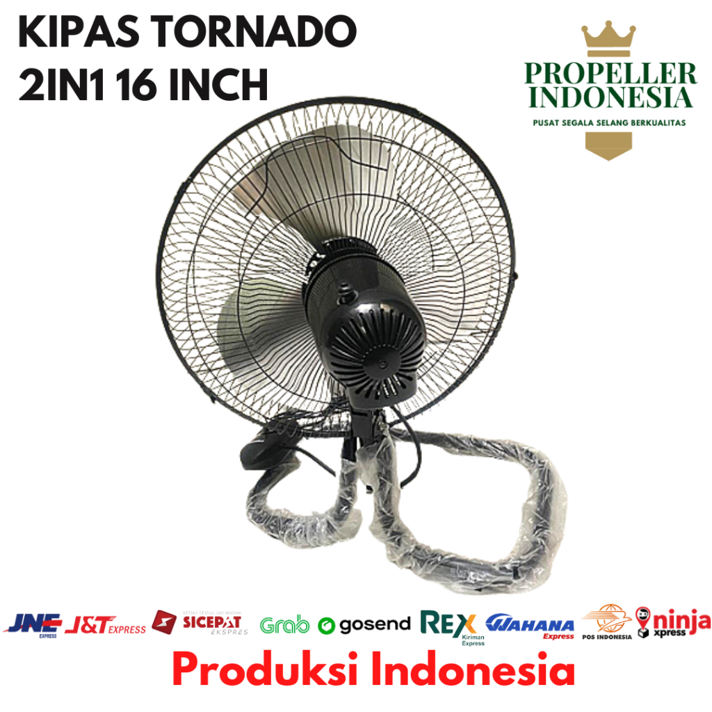 Kipas Angin Tornado Besi 2in1 16Inch dan 17Inch Desk Fan Wall Fan Kipas Dinding