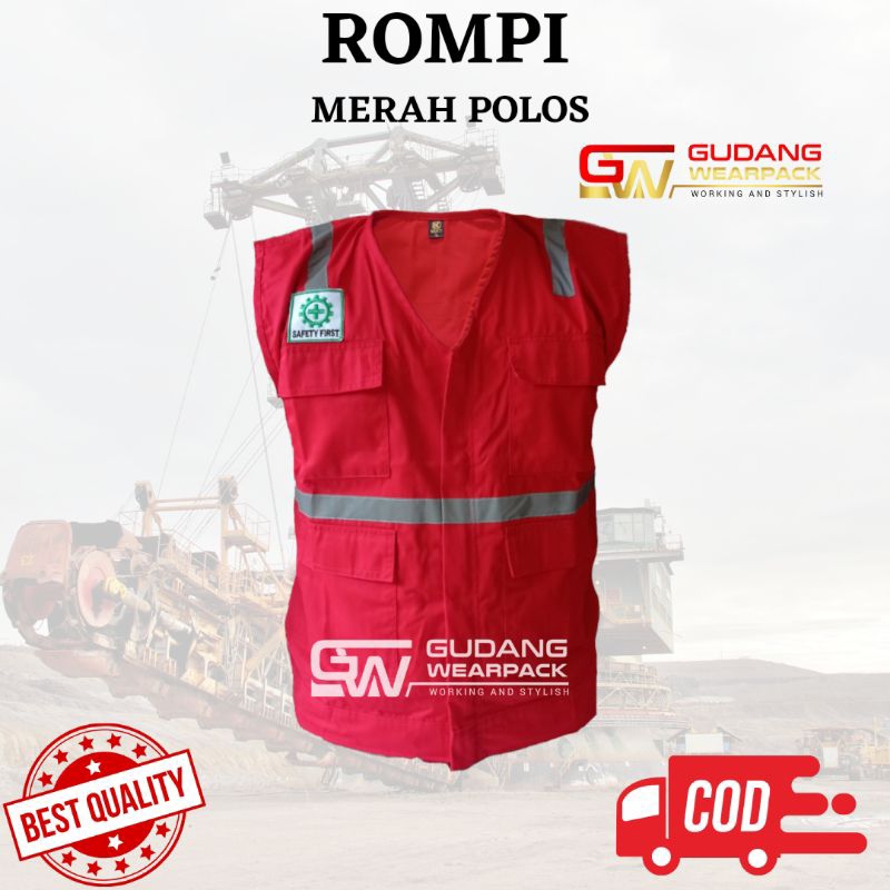 Bagus Uniform - Rompi Proyek  Seragam Kerja Warna Merah Polos