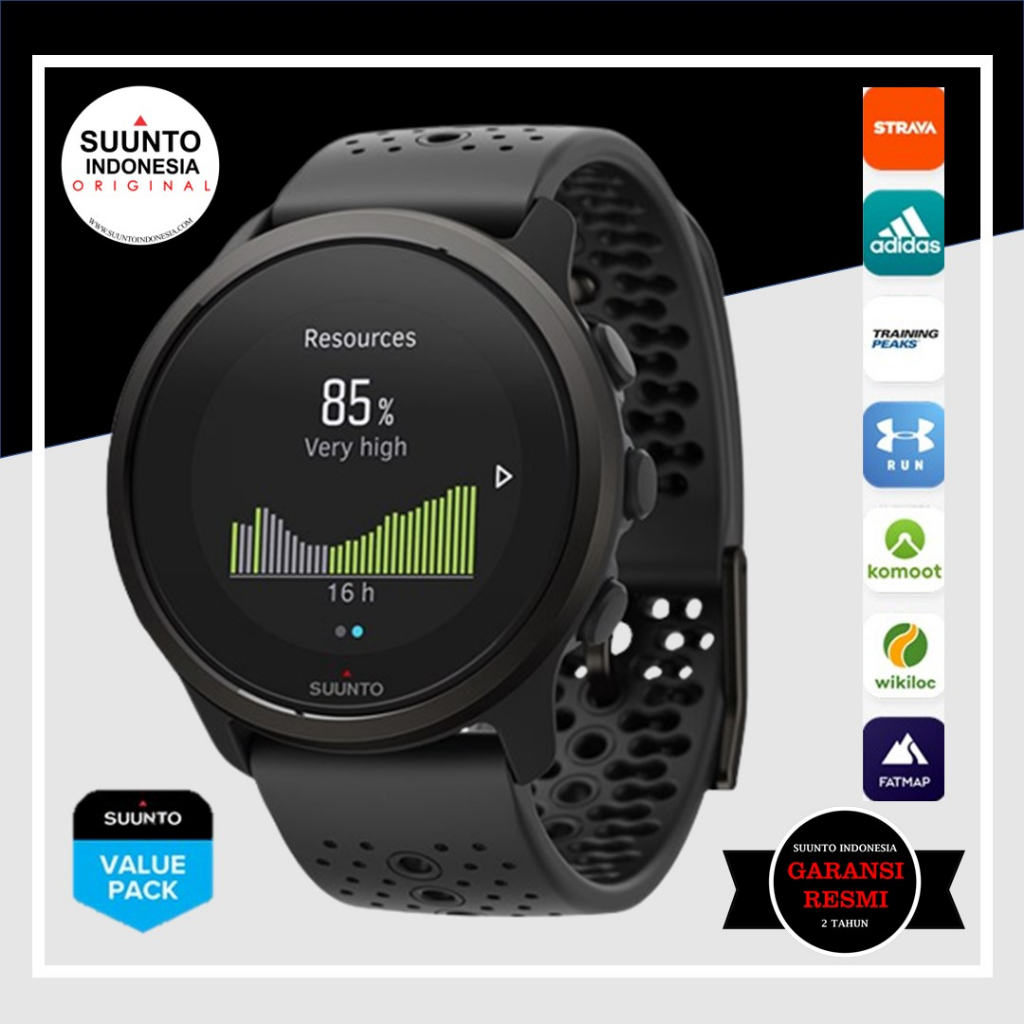 SUUNTO 5 PEAK ALL BLACK ORIGINAL GARANSI RESMI TERMURAH