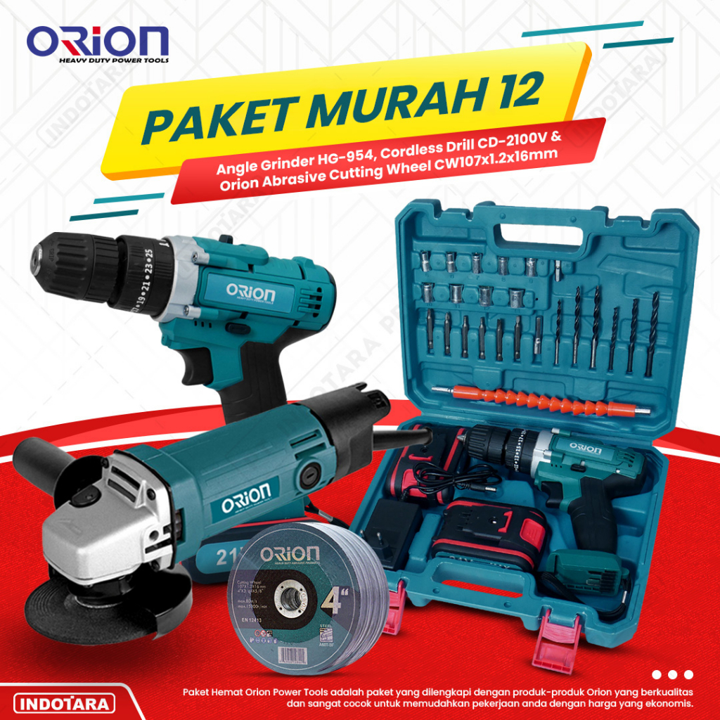 Paket Murah 12 - Gerinda Tangan HG954 - Mesin Bor Tangan CD2100V