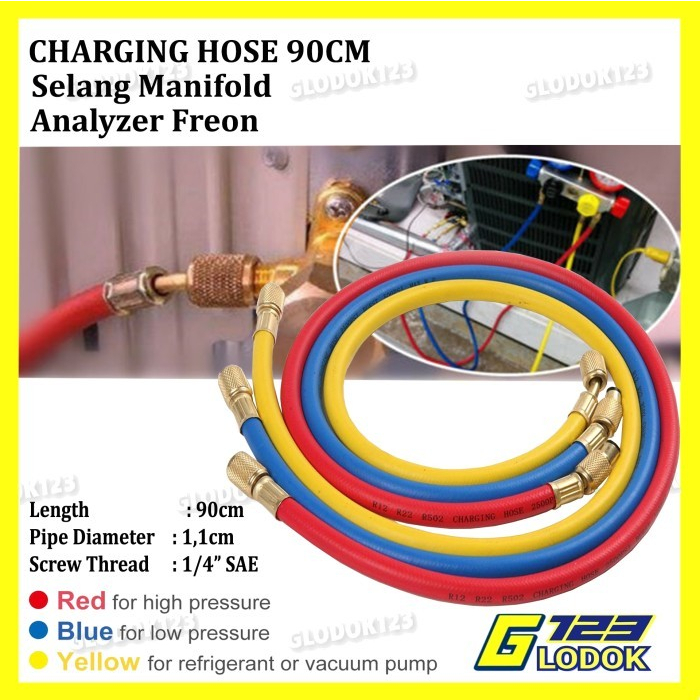 Selang Manifold Analyzer AC Isi Freon R12 R22 R32 R410A Charging Hose