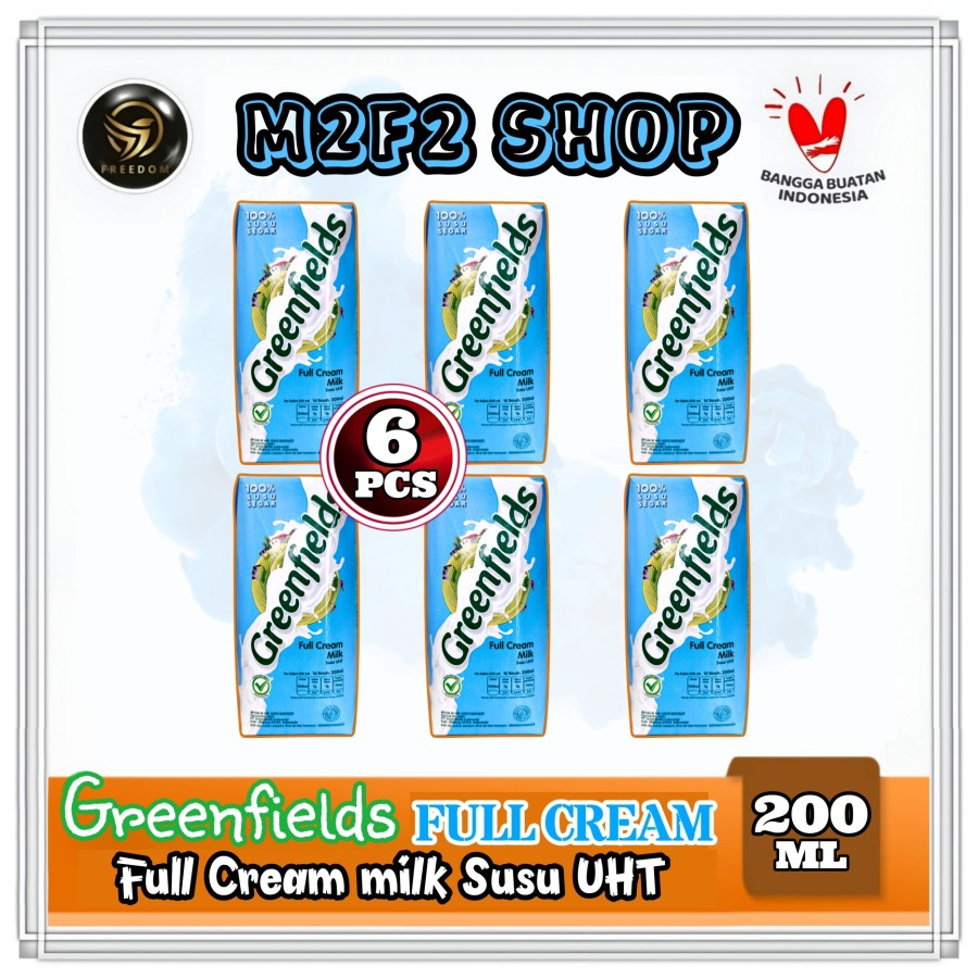 

Greenfields Susu Kotak UHT Full Cream Milk | Plain - 200 ml (Kemasan 6 Pcs)