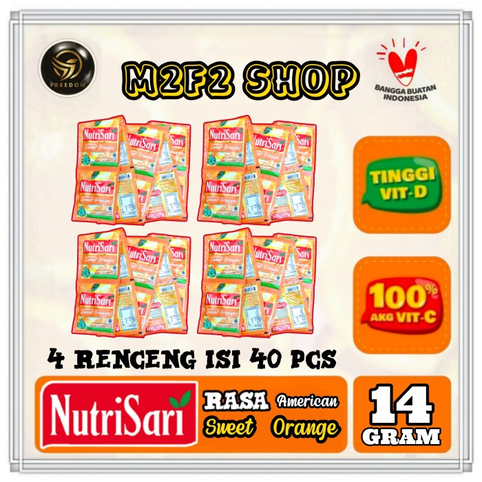 

NutriSari Minuman Serbuk Sweet Orange | Jeruk Sachet - 14 gr (Kemasan 4 Renceng)
