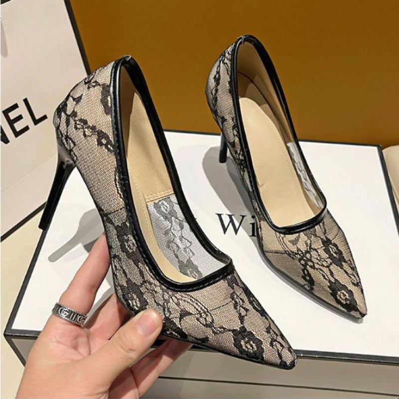 DDS23298 High Heels Wanita 8cm Fashion Import Sepatu Hak Tinggi Slip On Bisa COD (With Box)