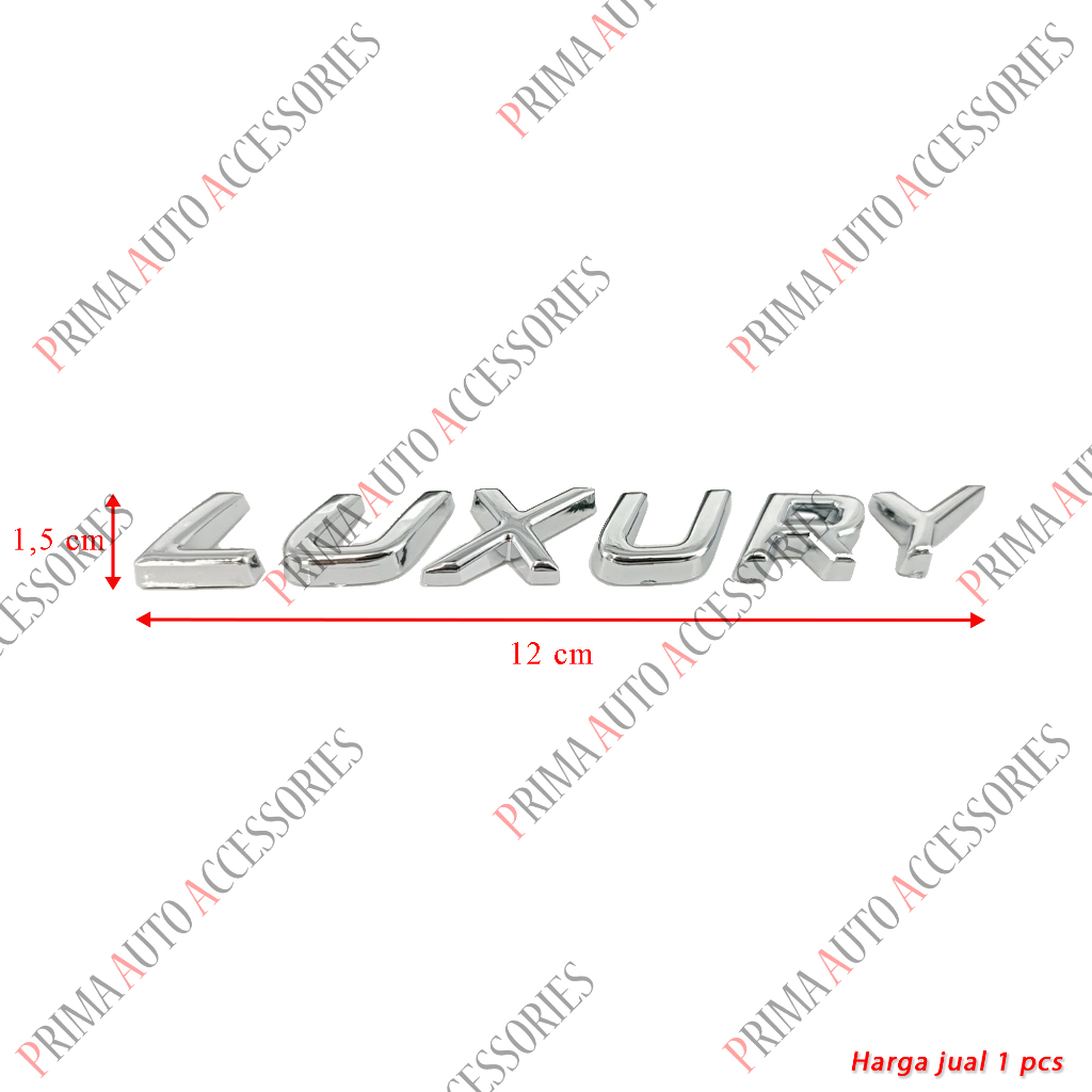 Emblem Mobil Tulisan LUXURY Chrome 12 cm