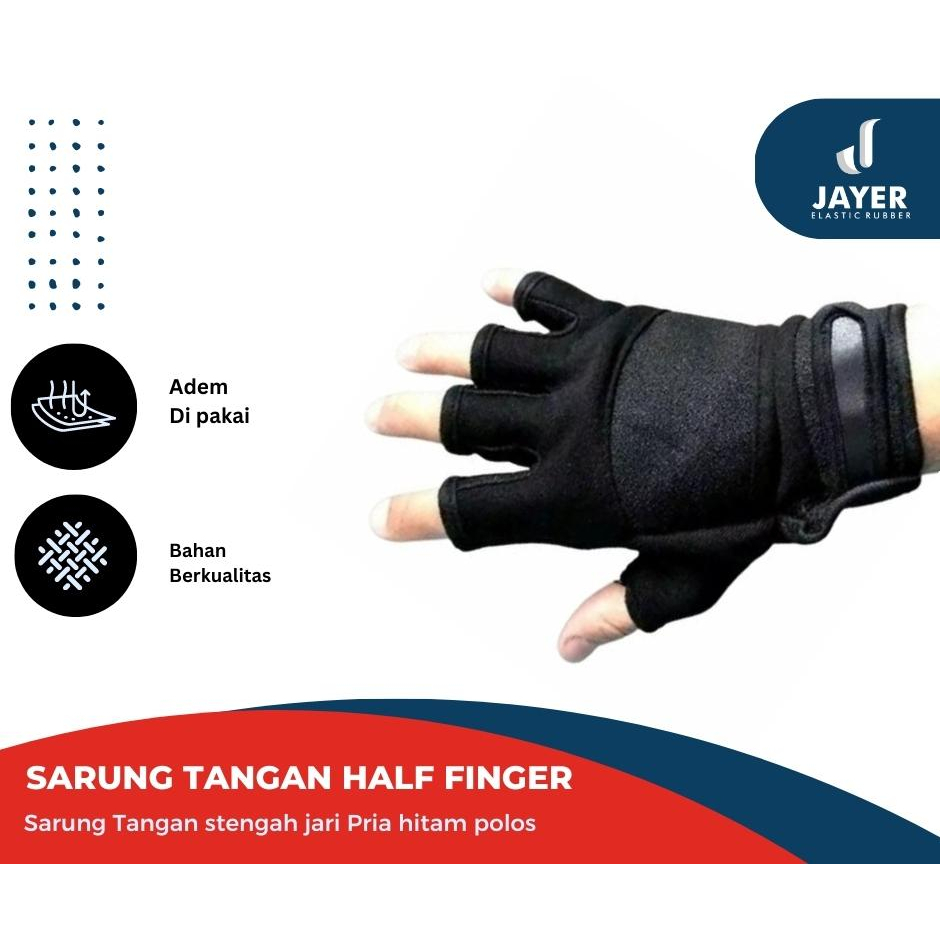 Sarung Tangan  Pria / sarung tangan Motor Hitam Polos Half finger all Size