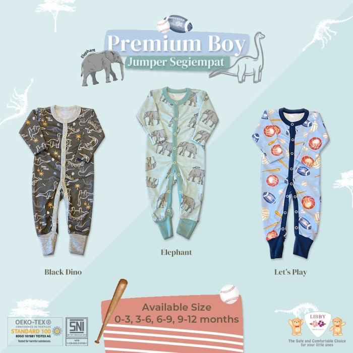 Baju Tidur Bayi Sleepsuit Piyama Anak Laki Laki Perempuan Libby Libby Premium Healthy 0 3 6 9 12 Bulan isi 3pcs