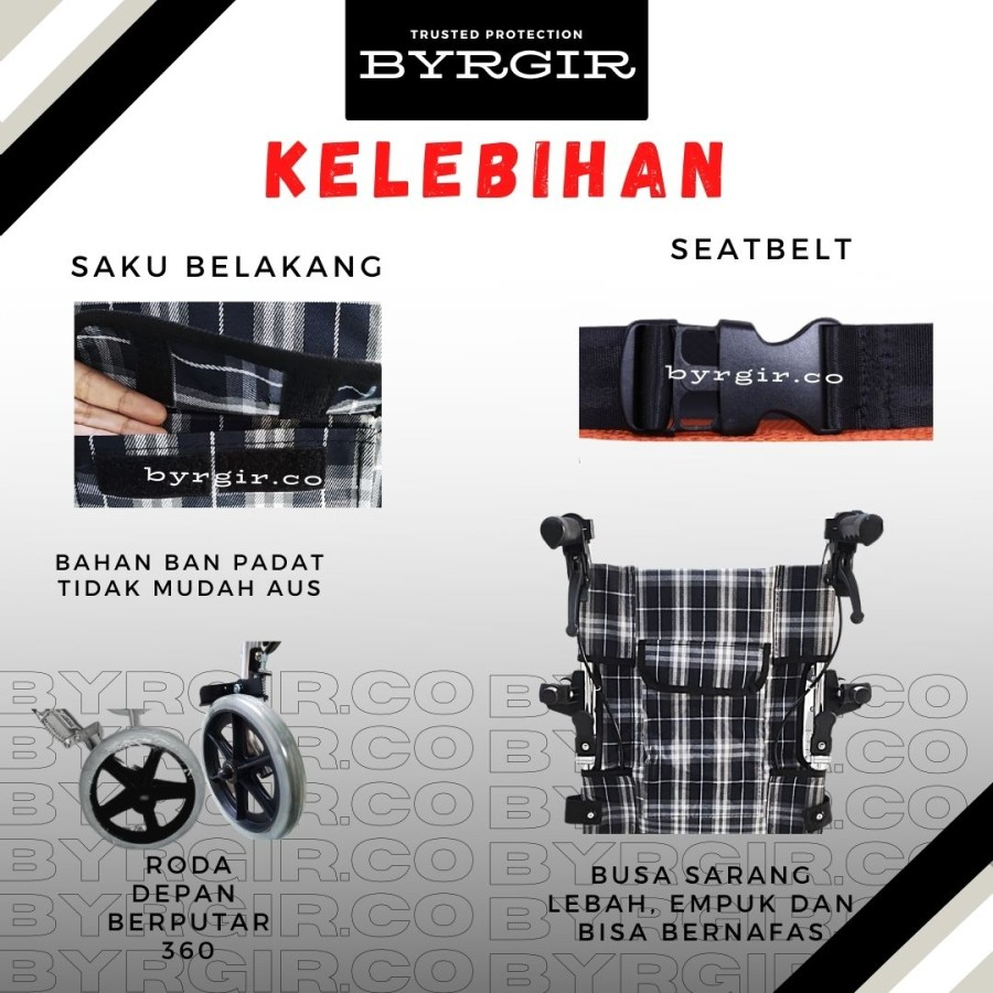 BYRGIR Wheelchair Travel Kabin Pesawat Kursi Roda Lipat Ringan Mini Simple Praktis