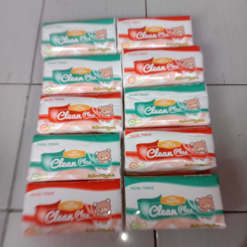 Tissue MURAH CLEANPLUS 180 sheets paket 10 PCS / Tissue CLEANPLUS murah 180 sheets paket 10 PCS
