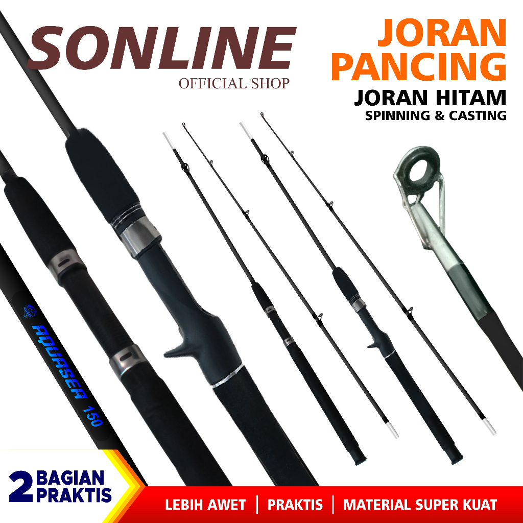 SONLINE Joran Pancing 1.5m s/d 2.10m Fishing Rod Carbon Solid Fiber Joran Pancing Spinning &amp; Casting Fishing Pole Section