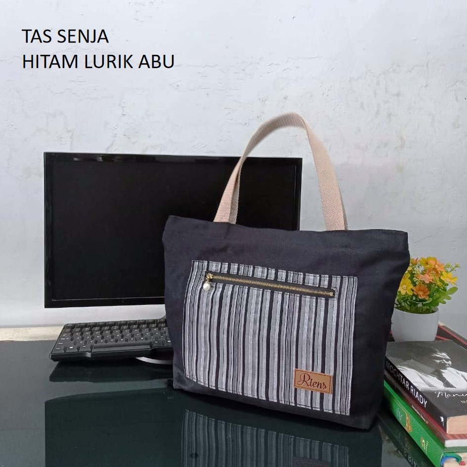 TAS KANVAS SENJA. TAS KANVAS EKSKLUSIF. TAS KANVAS PREMIUM KOMBINASI LURIK BY RIENS COLLECTIONS