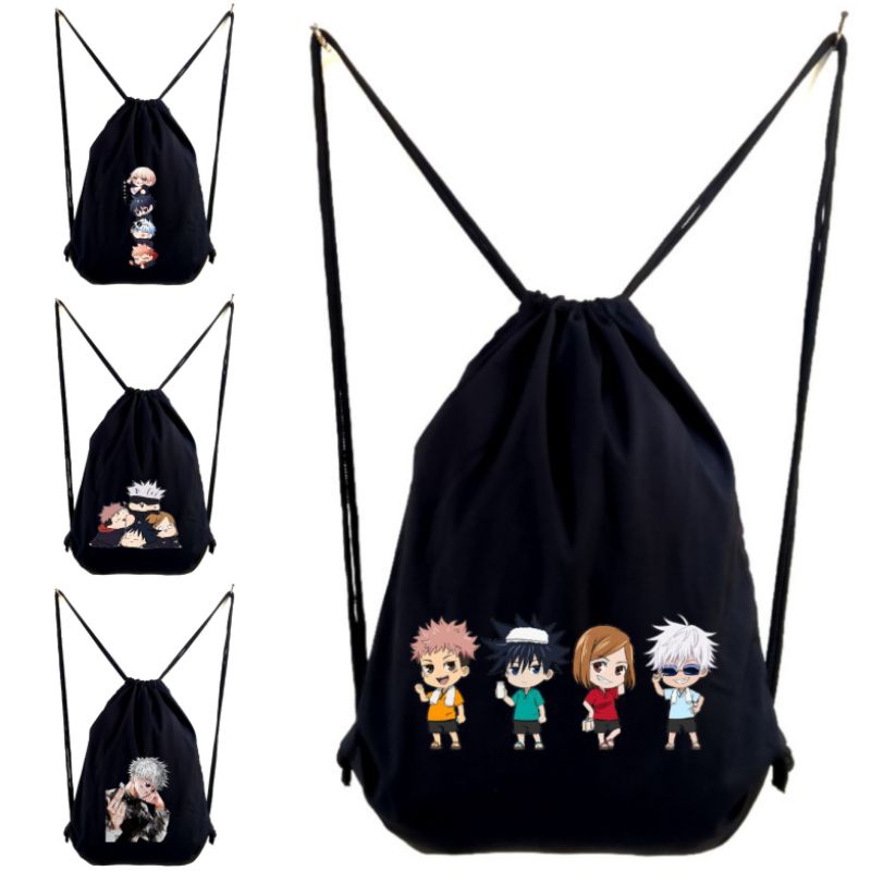 Stringbag DTF Jujutsu Kaisen full colour anime tas ransel serut sekolah kampus kuliah futsal jepang merchandise bahan drill premium || Kiiyoomii ||