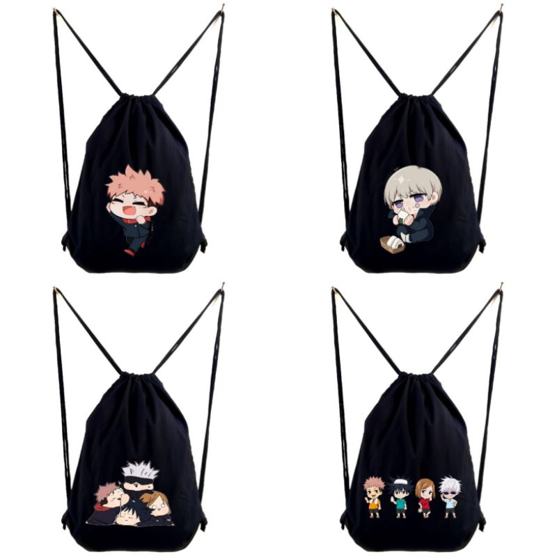 Stringbag DTF Jujutsu Kaisen full colour anime tas ransel serut sekolah kampus kuliah futsal jepang merchandise bahan drill premium || Kiiyoomii ||