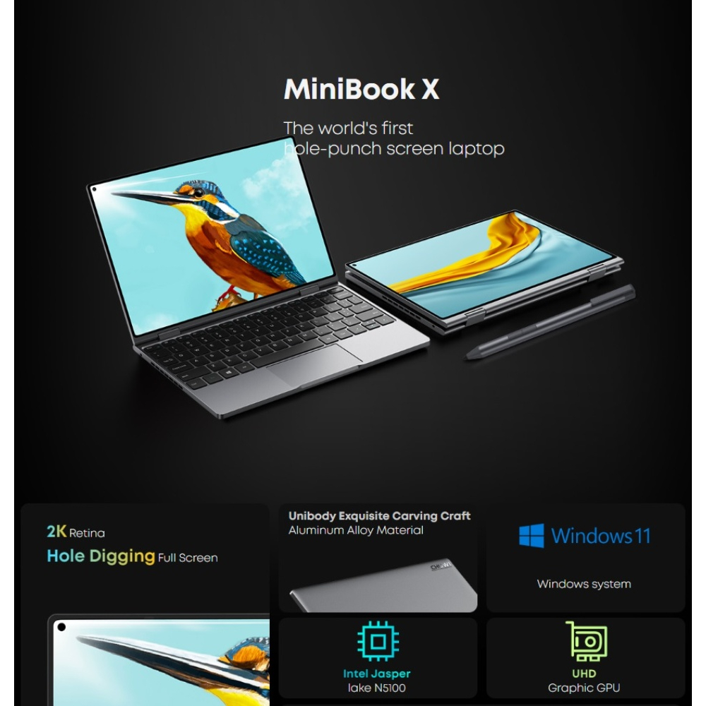 Chuwi MINIBOOK X 10.8 Inch 12/512GB SSD Laptop Mini Yoga 2K