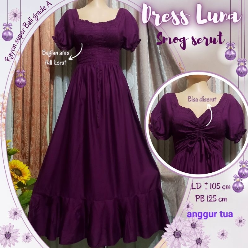 Dress Luna //Dress kerut Luna panjang //Dress Smog Luna //Kerut Luna Panjang //Dress Luna Kerut