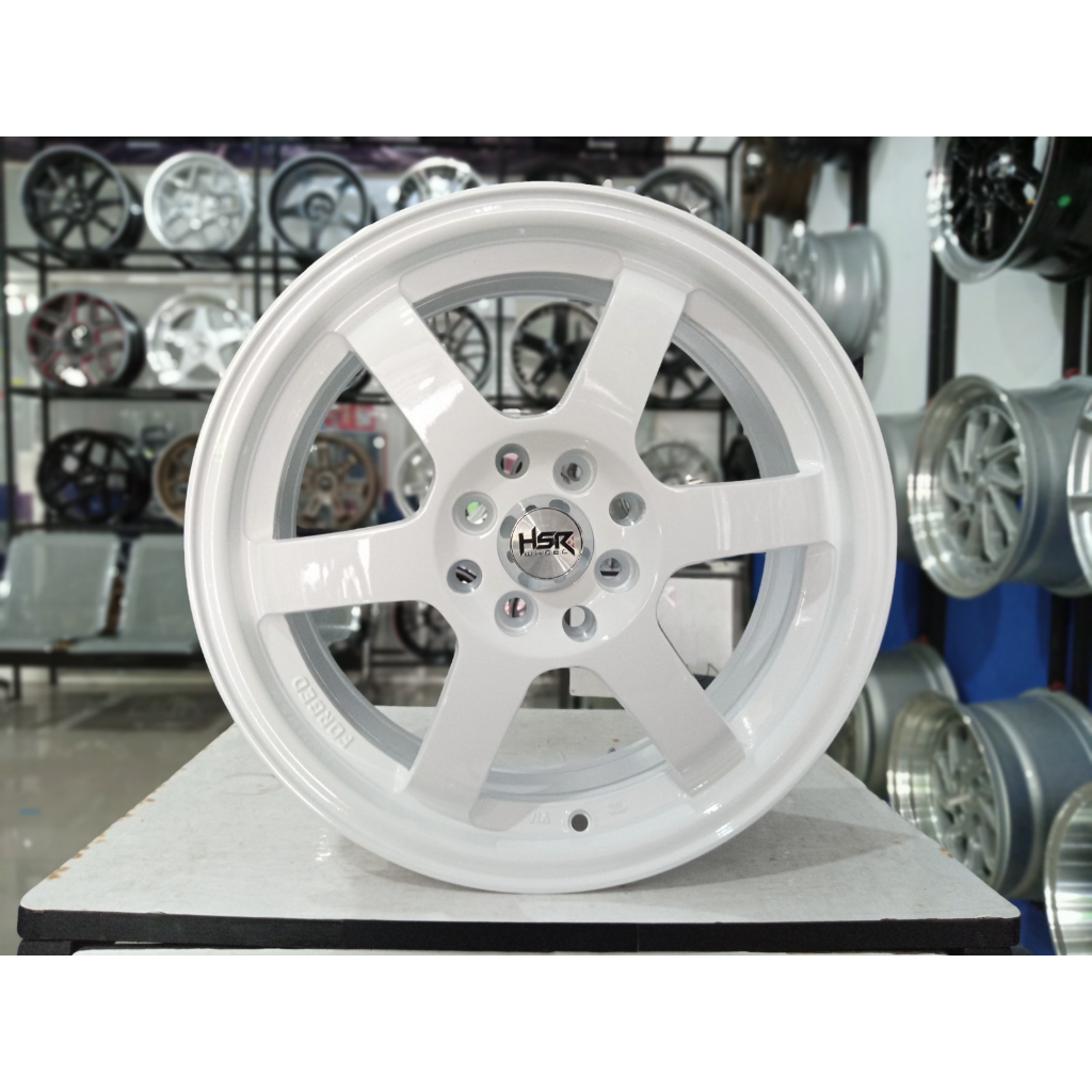 Jual Velg Mobil Racing Murah Terlaris Hsr Tokyo R16 Model Te37 White/Putih Hole 4X100 & 4X114,3