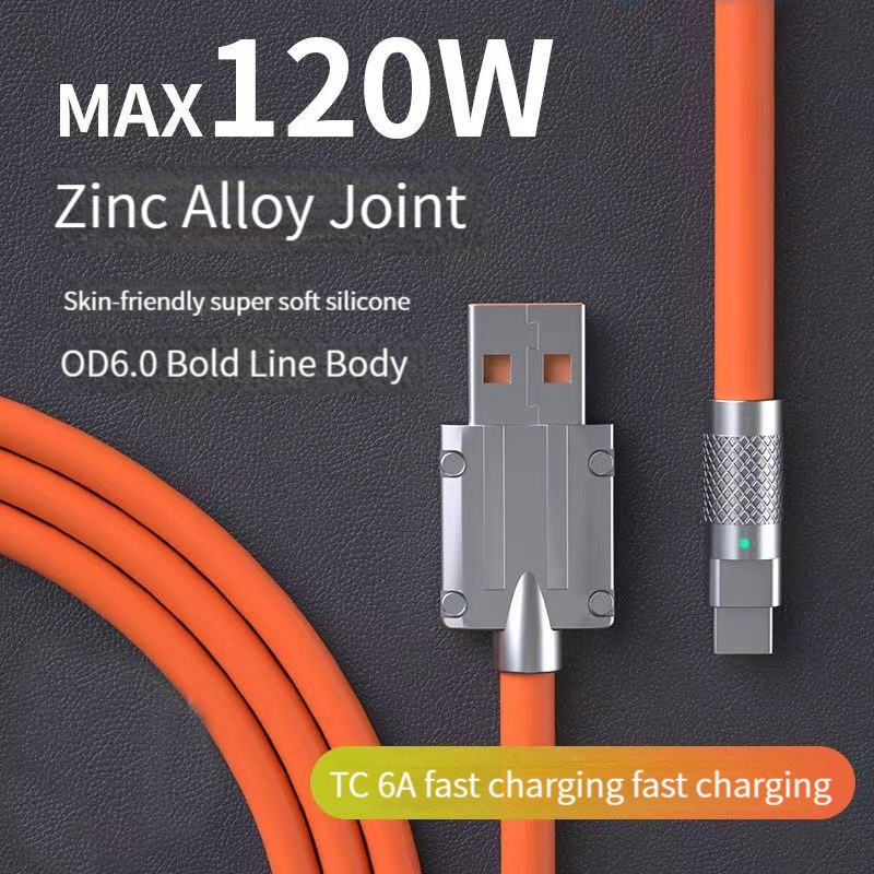 Kabel Data Metal 6A Fast Charging 120W Micro usb Type-C Cable