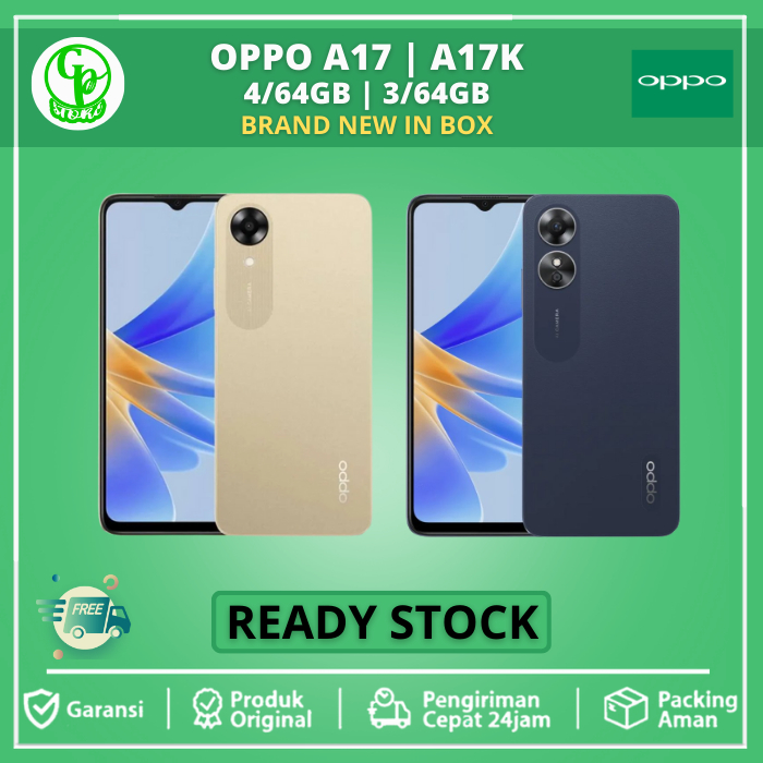 Oppo A17 4/64GB RAM 4+4GB Ekspansion | Oppo A17K 3/64 Garansi Resmi