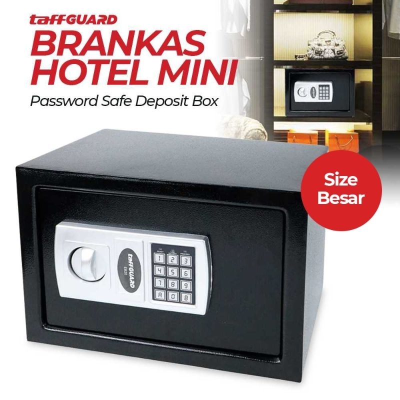 TaffGUARD Kotak Brankas Hotel Mini Password Safe Deposit Box Besar - EB20 - Black