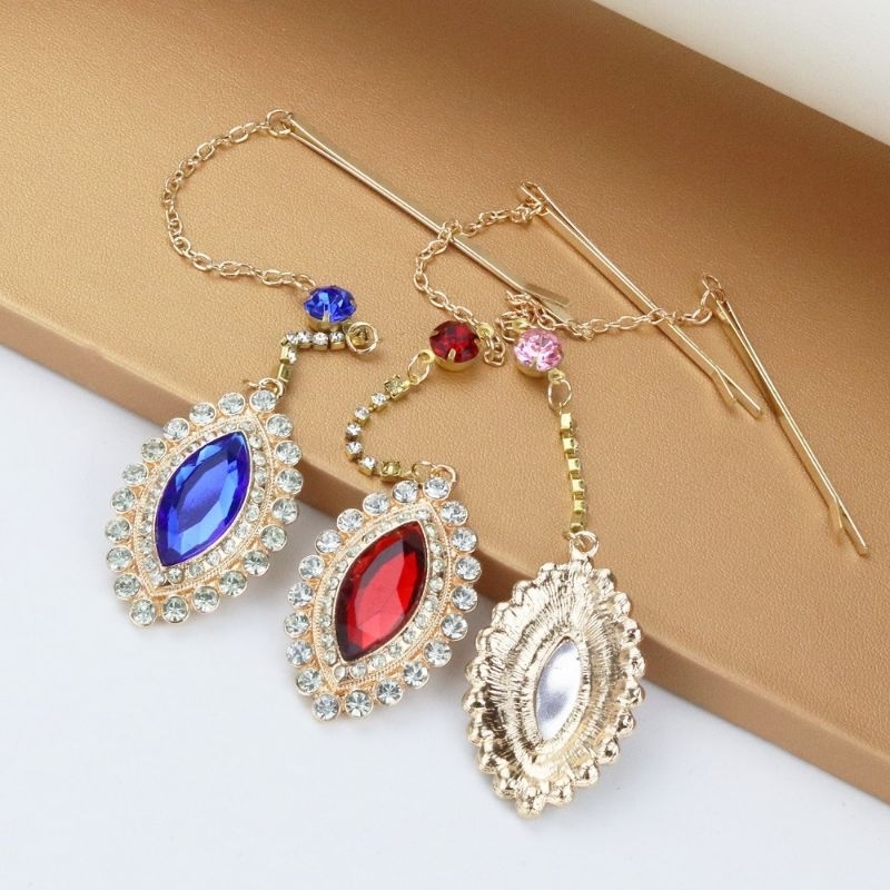 BIN-13 Headchain hiasan dahi seperti india bindi kepala rambut hindi warna merah pink biru simpel cantik elegan