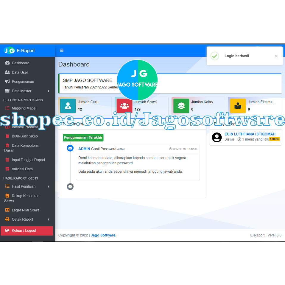 E-RAPORT LARAVEL 8 SISTEM INFORMASI RAPORT SEKOLAH