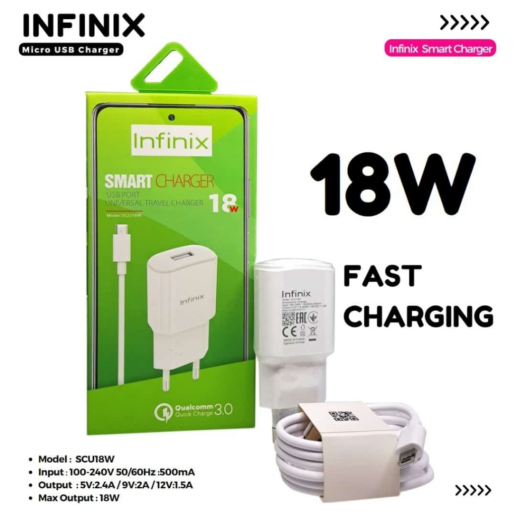 18W 33W ORI 100% TC Travel Charger Super Fast Charging TYPE C / Micro USB INFINIX Note 30 12 2023 12i 12 Pro 11 11S NFC 11Pro 12S 10 10Pro 8 Zero 8 5 4 Hot 12 11 S Chargeran HP Support TypeC Original Persen an 2.0 A 3A Ampere 33 18 Watt W Bagus 4G 5G