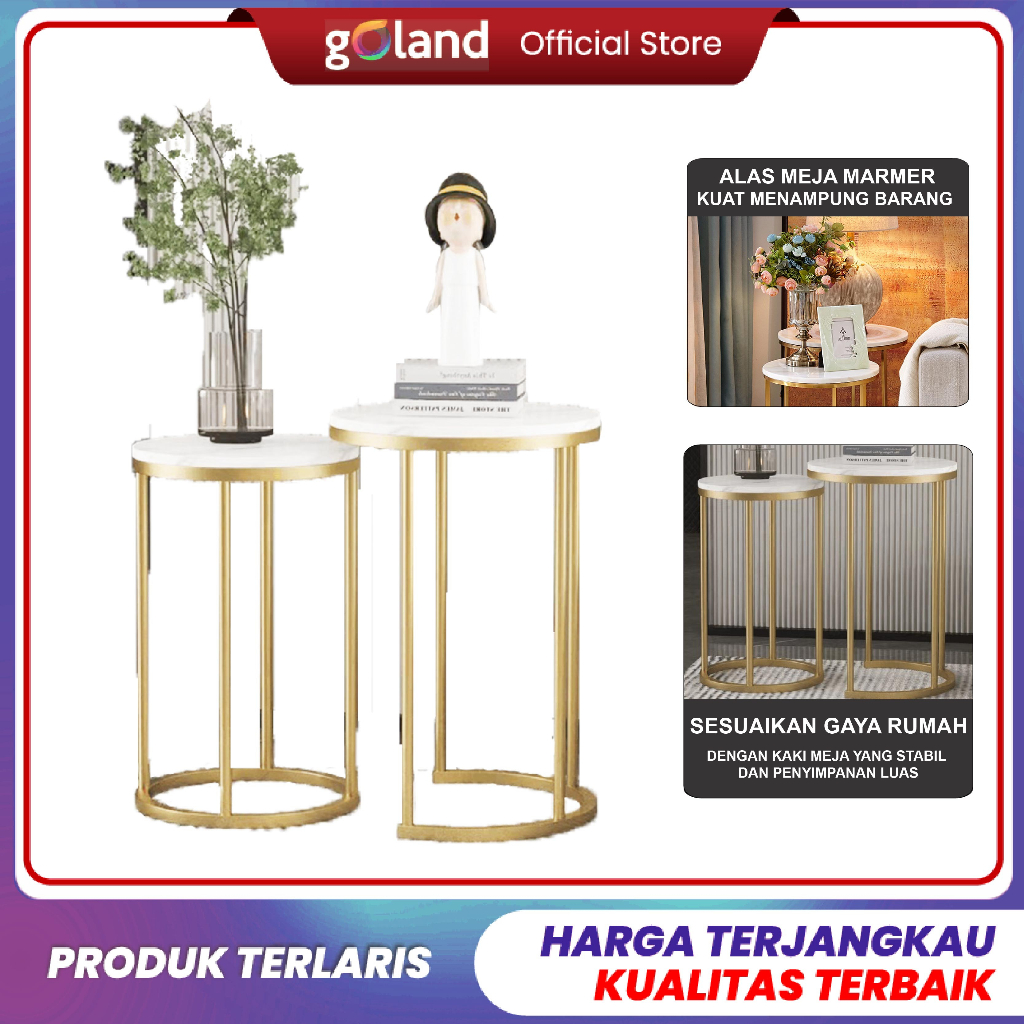 Goland Meja Double Coffee Marmer Mewah Serbaguna