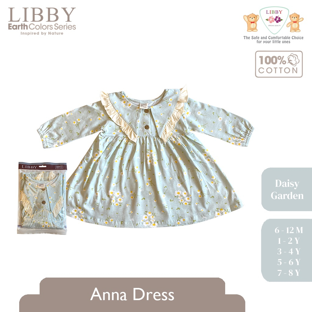 Baju Bayi Dress Anak Perempuan LIBBY Earth Anna Dress  6 12 Bulan - 1-6 Tahun (1 Pcs)