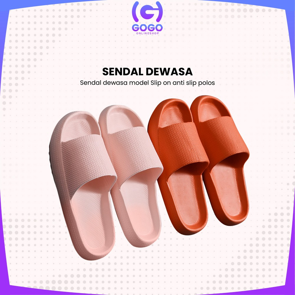 GOGO-S56 Sandal Slip-On Karet Jelly Sendal Selop Rumah/Kamar Mandi Comfy Cowok Cewek Anti Slip Elastic Empuk EVA Unisex