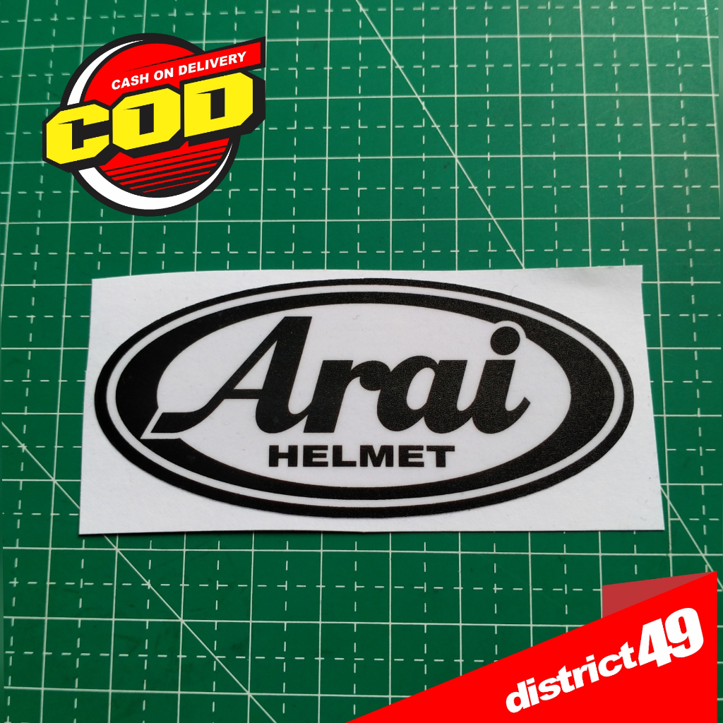 Stiker Print Cut ARAI HELMET Laminasi Glossy bahan tebal anti air untuk motor mobil helm dll