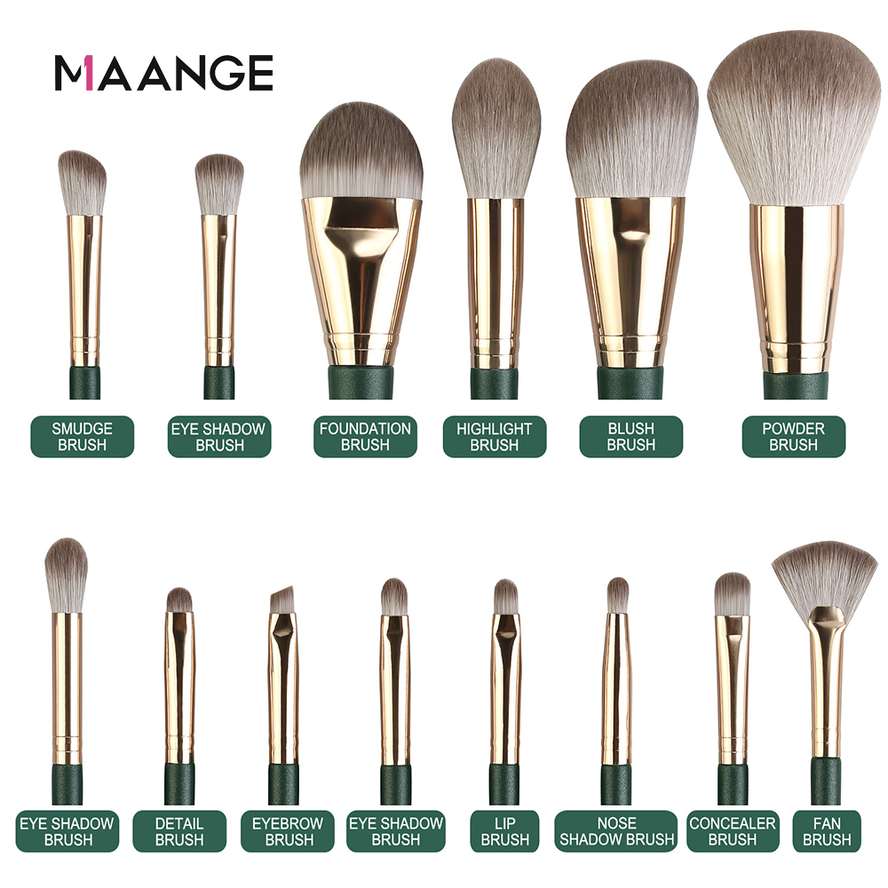 MAANGE 14pcs/set Brush Kosmetik Premium/Makeup Profesional Bulu Lembut Untuk Bibir, Bedak, Concealer, Highlighter, Eyeshadow 1340