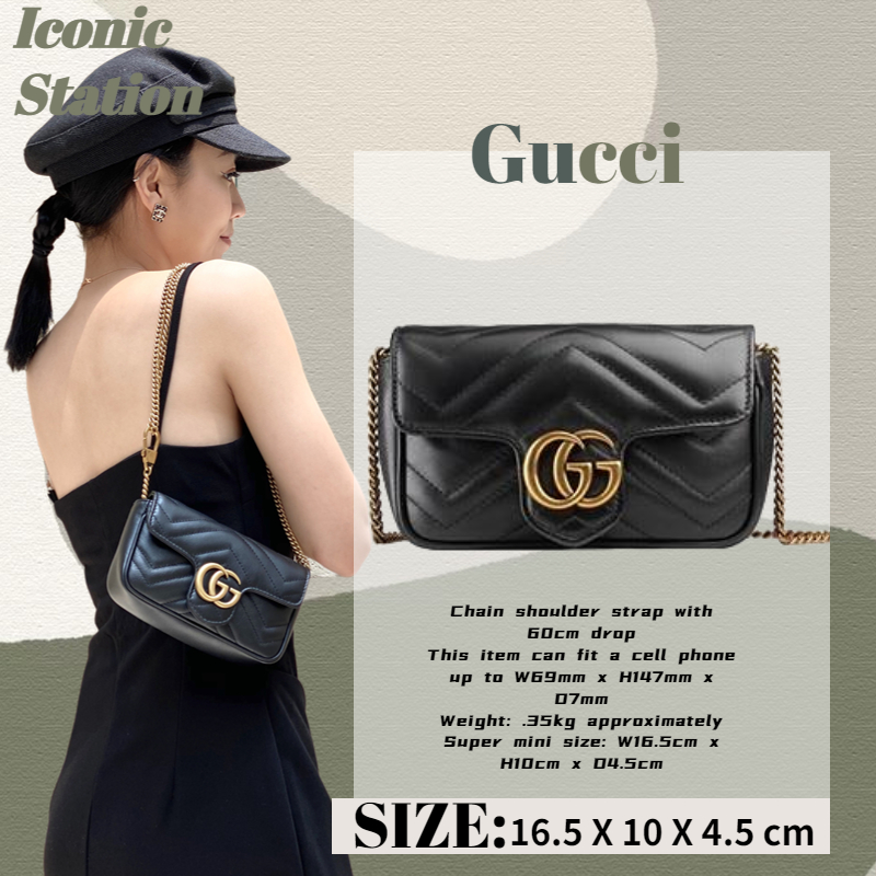 ✅: New Gucci GG Marmont Super Mini HandbagTas Bahu/Tas Kurir Wanita/Gucci Women's Messenger Bag GUCC
