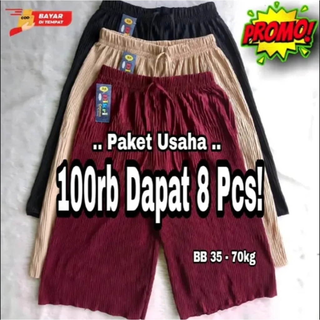 Celana Plisket Lidi 7/8 / Celana 100 dapat 8pcs / Celana Pendek Aura