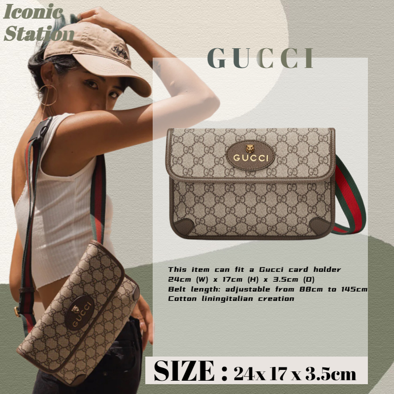 ✅100% autentik Gucci⭐ GUCCI GG Supreme Waist Bag/Tas Dada Pria/Tas Messenger 493930