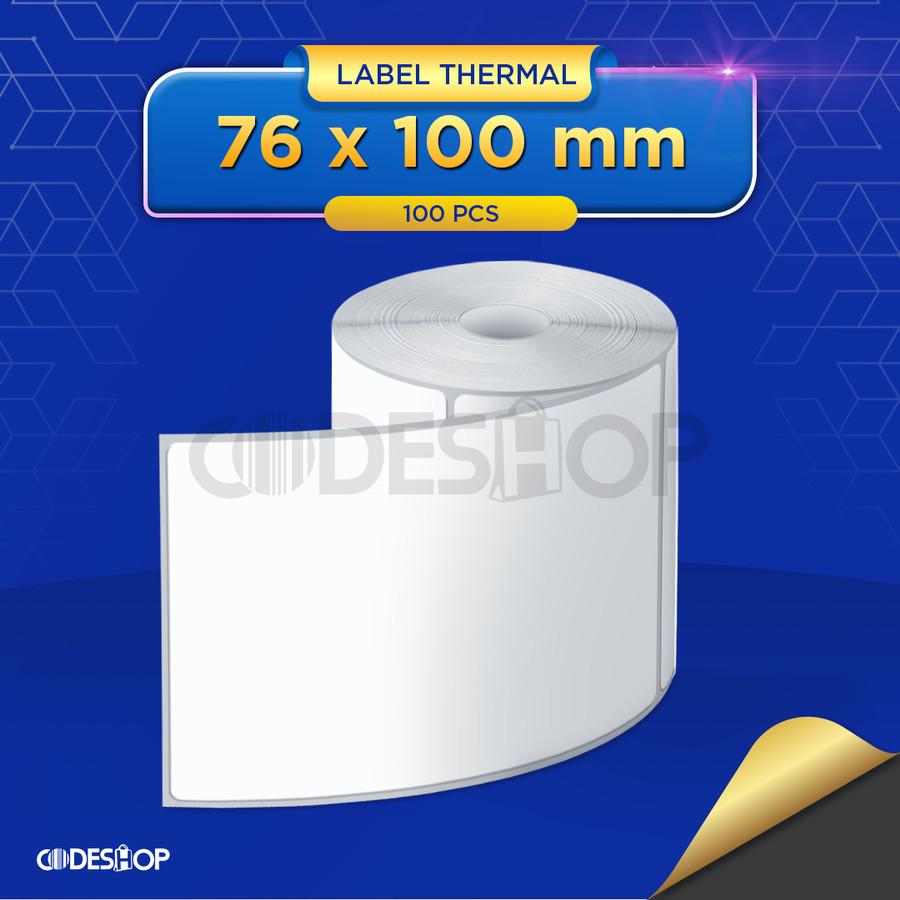 Codeshop Stiker Label Barcode 76x100 mm Thermal 1 Line isi 100 Pcs