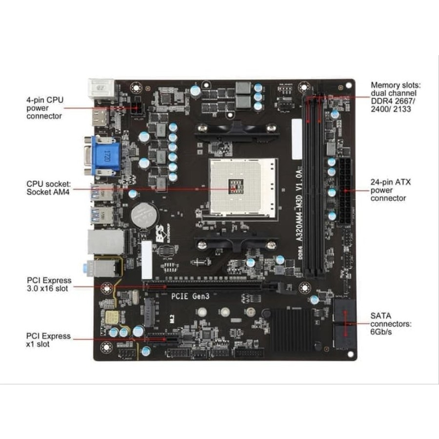 Motherboard ECS A320AM4-M3 - A320 AM4